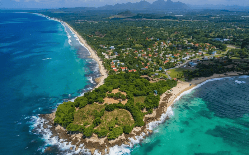 Aerial view of Las Terrenas, Samaná — property legal check for foreign buyers